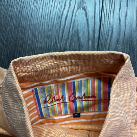 Robert Graham Peach Flip Cuff Dress Shirt 2XL XXL Designer - Picture 6 of 11